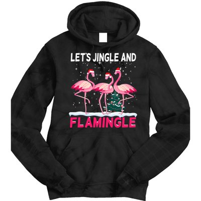 Christmas Flamingo Funny Pink Flamingle Xmas Tie Dye Hoodie