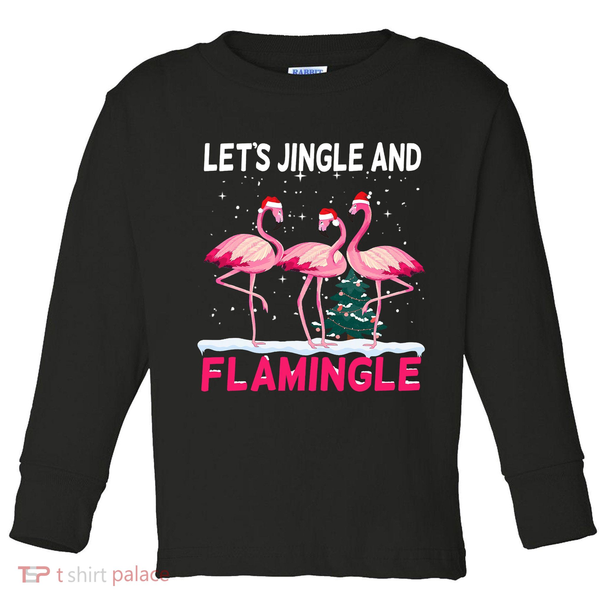 Christmas Flamingo Funny Pink Flamingle Xmas Toddler Long Sleeve Shirt