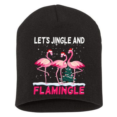 Christmas Flamingo Funny Pink Flamingle Xmas Short Acrylic Beanie