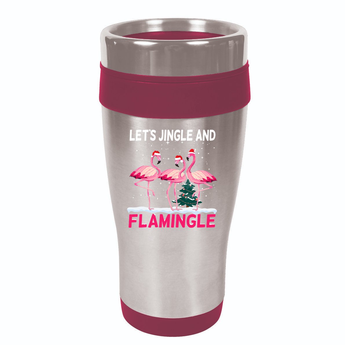 Christmas Flamingo Funny Pink Flamingle Xmas 16oz Travel Tumbler