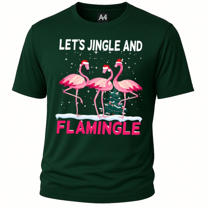 Christmas Flamingo Funny Pink Flamingle Xmas Cooling Performance Crew T-Shirt