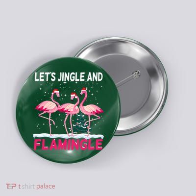 Christmas Flamingo Funny Pink Flamingle Xmas Button