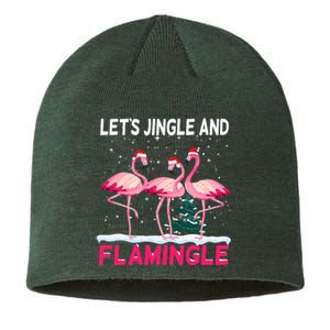 Christmas Flamingo Funny Pink Flamingle Xmas Sustainable Beanie