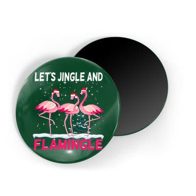 Christmas Flamingo Funny Pink Flamingle Xmas Magnet