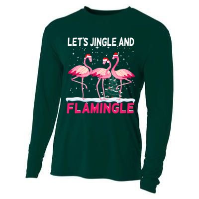 Christmas Flamingo Funny Pink Flamingle Xmas Cooling Performance Long Sleeve Crew
