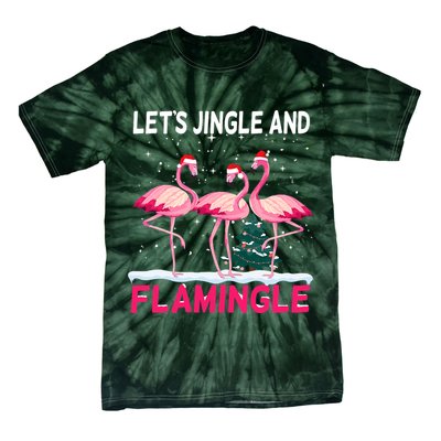 Christmas Flamingo Funny Pink Flamingle Xmas Tie-Dye T-Shirt