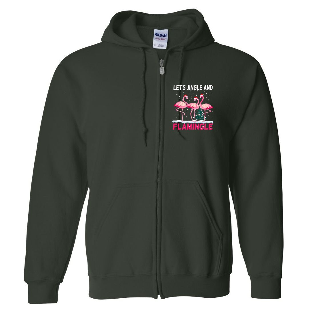 Christmas Flamingo Funny Pink Flamingle Xmas Full Zip Hoodie