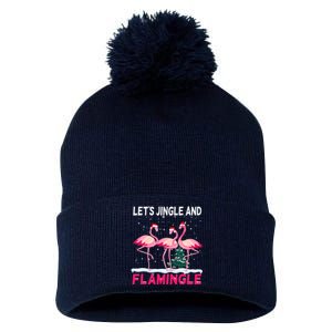 Christmas Flamingo Funny Pink Flamingle Xmas Pom Pom 12in Knit Beanie