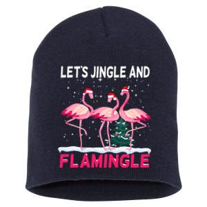 Christmas Flamingo Funny Pink Flamingle Xmas Short Acrylic Beanie