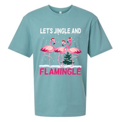 Christmas Flamingo Funny Pink Flamingle Xmas Sueded Cloud Jersey T-Shirt