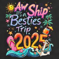 Cruise Flight Friend Group Trip ItS A Besties Trip 2025 7 Panel Mesh Trucker Snapback Hat