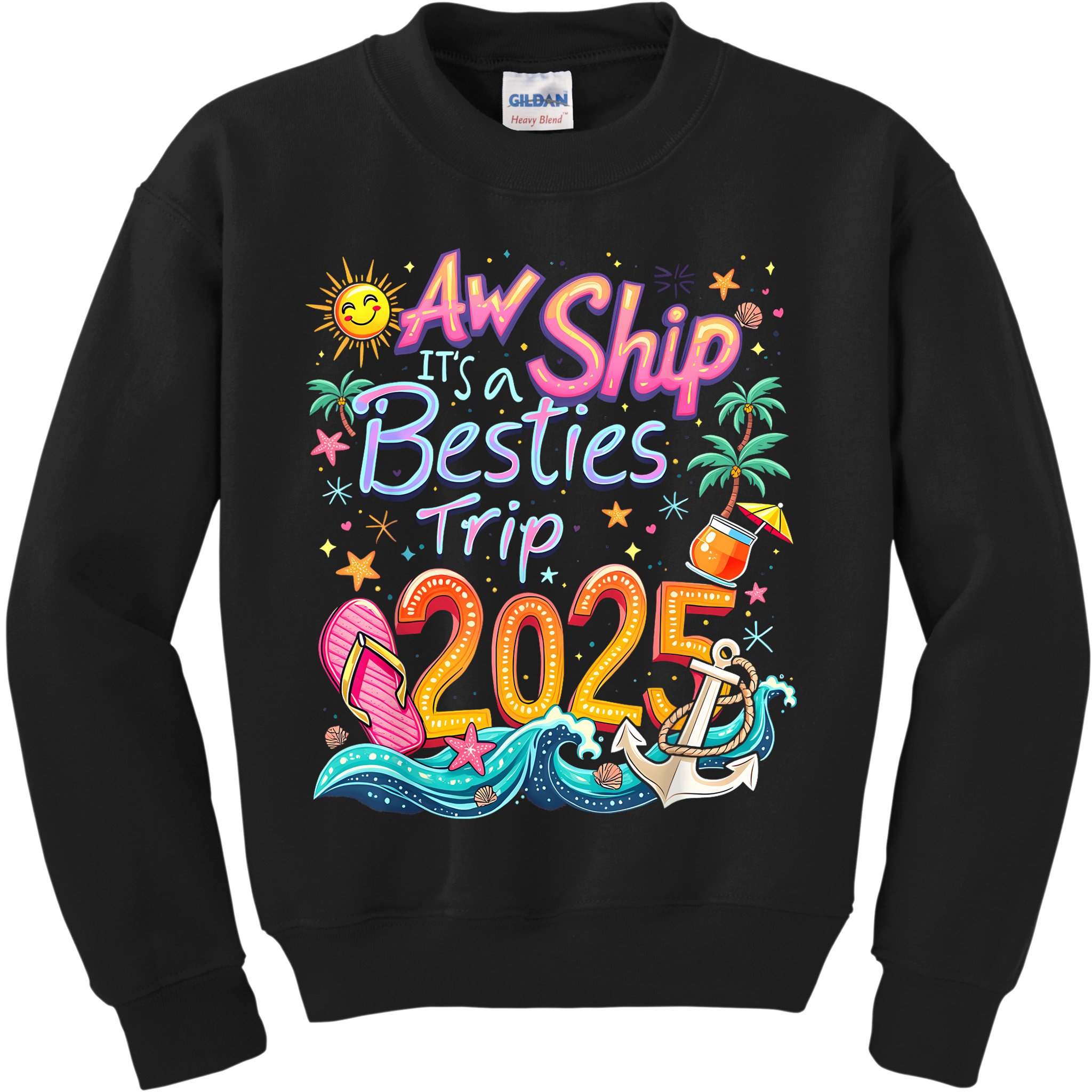 Cruise Flight Friend Group Trip ItS A Besties Trip 2025 Kids Sweatshirt