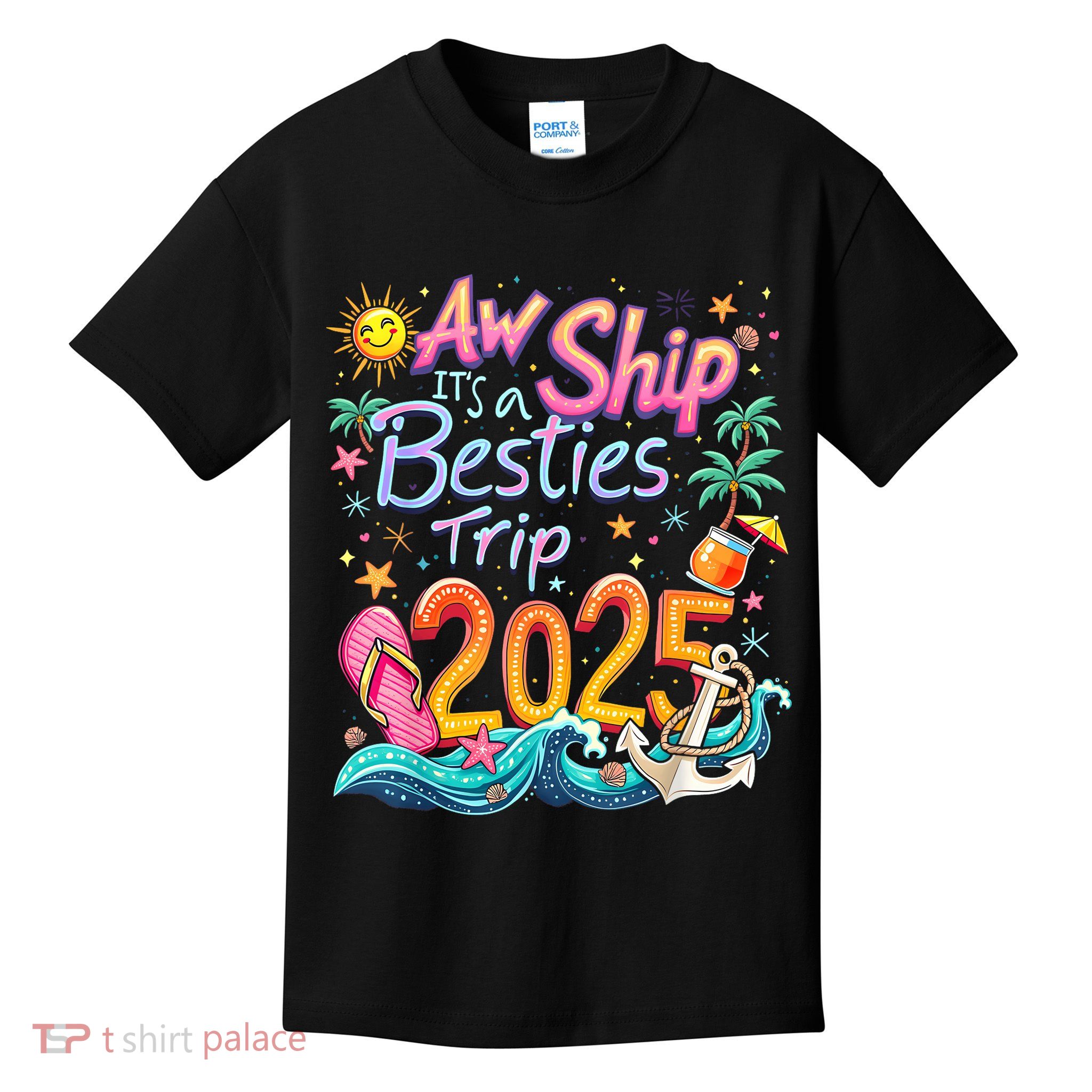 Cruise Flight Friend Group Trip ItS A Besties Trip 2025 Kids T-Shirt