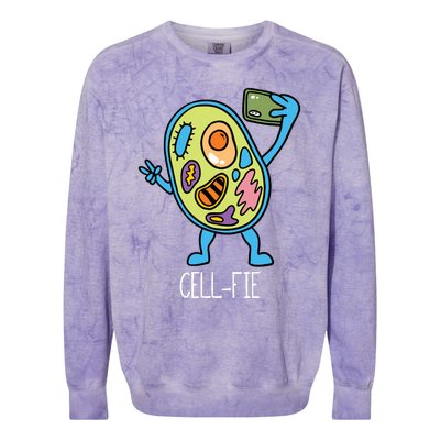 Cell Fie Funny Cellfie Selfie Biology Science Teacher Colorblast Crewneck Sweatshirt