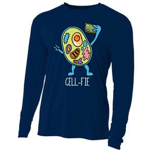 Cell Fie Funny Cellfie Selfie Biology Science Teacher Cooling Performance Long Sleeve Crew