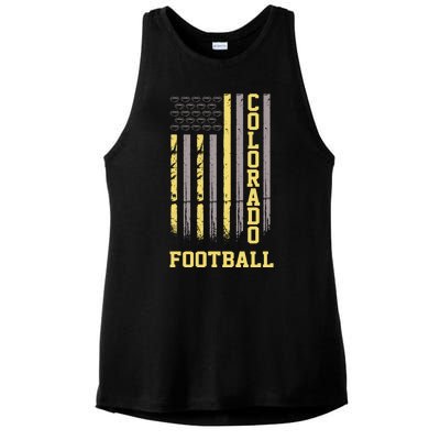 Colorado Football Fan American Flag Ladies PosiCharge Tri-Blend Wicking Tank