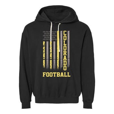 Colorado Football Fan American Flag Garment-Dyed Fleece Hoodie