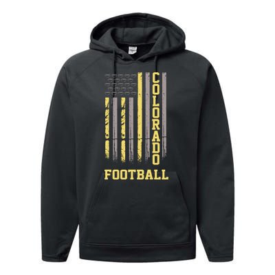 Colorado Football Fan American Flag Performance Fleece Hoodie