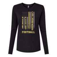 Colorado Football Fan American Flag Womens Cotton Relaxed Long Sleeve T-Shirt