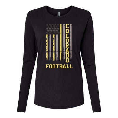 Colorado Football Fan American Flag Womens Cotton Relaxed Long Sleeve T-Shirt