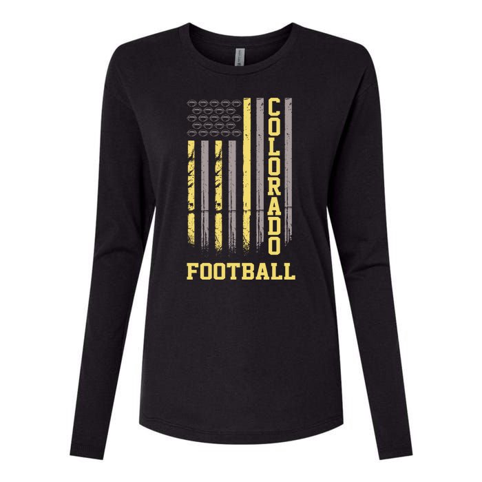 Colorado Football Fan American Flag Womens Cotton Relaxed Long Sleeve T-Shirt