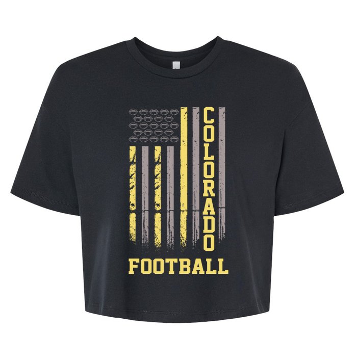 Colorado Football Fan American Flag Bella+Canvas Jersey Crop Tee