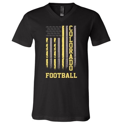 Colorado Football Fan American Flag V-Neck T-Shirt