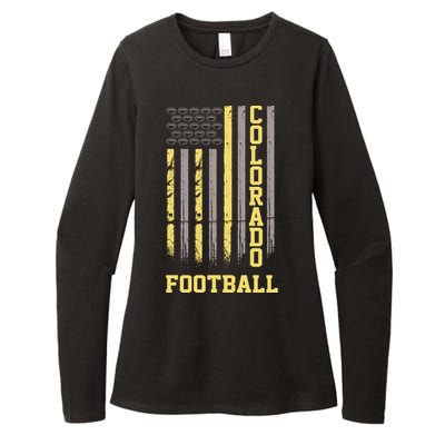 Colorado Football Fan American Flag Womens CVC Long Sleeve Shirt