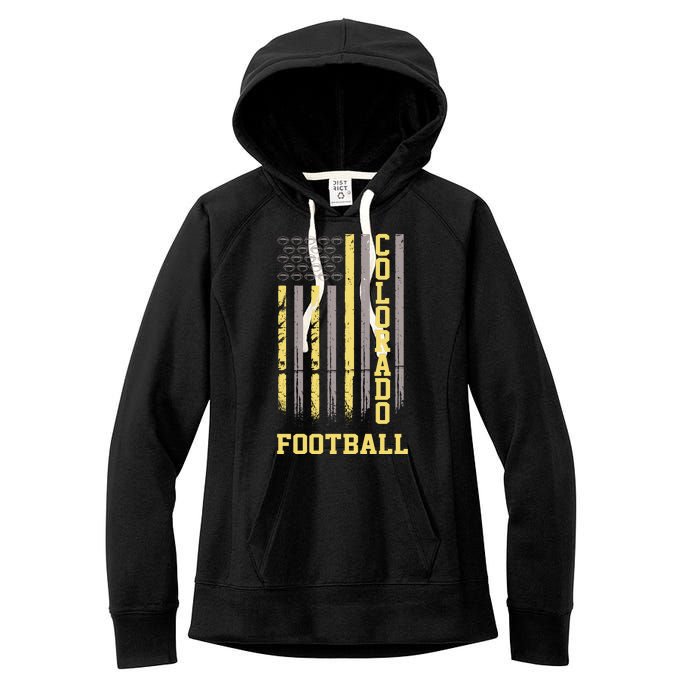 Colorado Football Fan American Flag Women's Fleece Hoodie