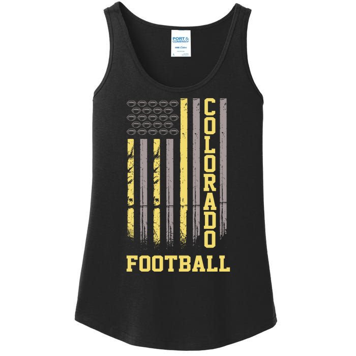 Colorado Football Fan American Flag Ladies Essential Tank