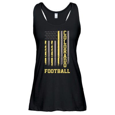 Colorado Football Fan American Flag Ladies Essential Flowy Tank