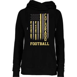 Colorado Football Fan American Flag Womens Funnel Neck Pullover Hood