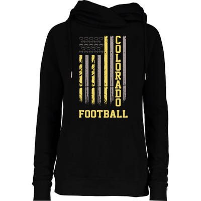 Colorado Football Fan American Flag Womens Funnel Neck Pullover Hood