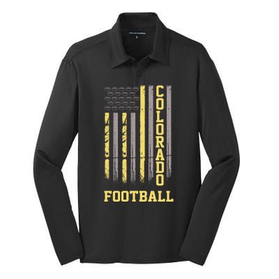 Colorado Football Fan American Flag Silk Touch Performance Long Sleeve Polo