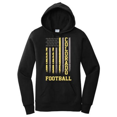 Colorado Football Fan American Flag Women's Pullover Hoodie