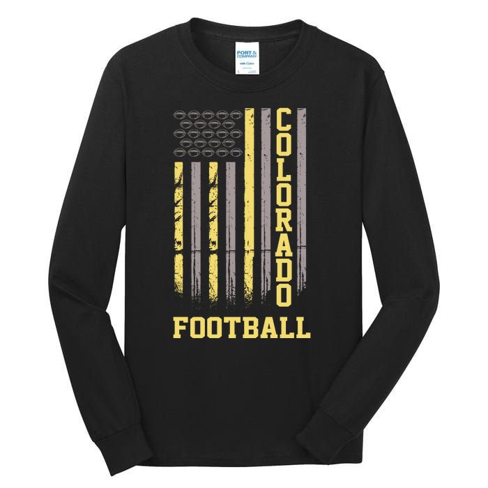 Colorado Football Fan American Flag Tall Long Sleeve T-Shirt