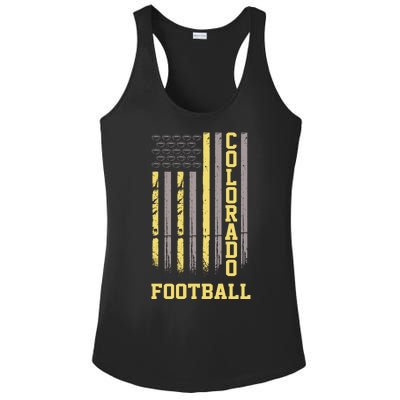 Colorado Football Fan American Flag Ladies PosiCharge Competitor Racerback Tank