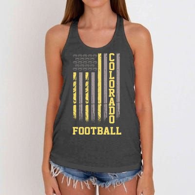 Colorado Football Fan American Flag Women's Knotted Racerback Tank