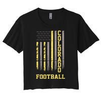 Colorado Football Fan American Flag Women's Crop Top Tee