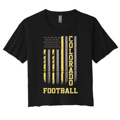 Colorado Football Fan American Flag Women's Crop Top Tee