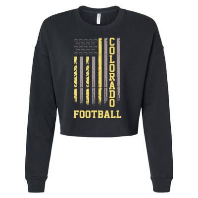 Colorado Football Fan American Flag Cropped Pullover Crew