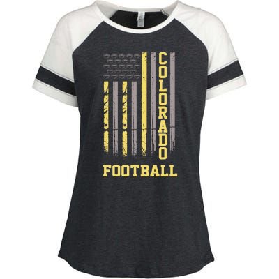 Colorado Football Fan American Flag Enza Ladies Jersey Colorblock Tee