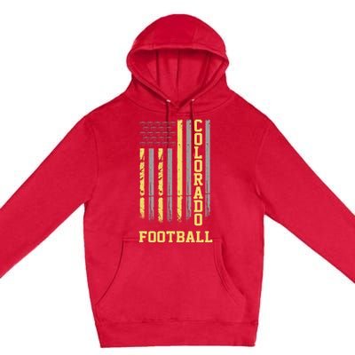 Colorado Football Fan American Flag Premium Pullover Hoodie