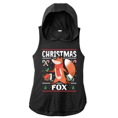 Christmas Fox For Xmas Gift Ladies PosiCharge Tri-Blend Wicking Draft Hoodie Tank