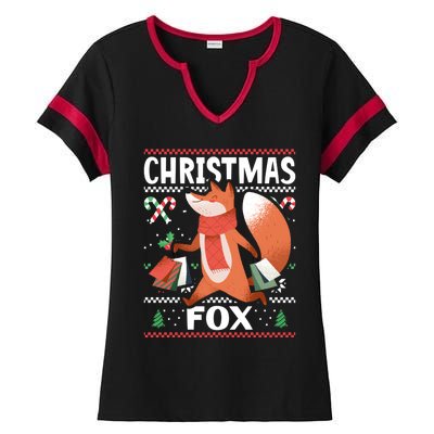 Christmas Fox For Xmas Gift Ladies Halftime Notch Neck Tee