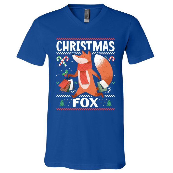 Christmas Fox For Xmas Gift V-Neck T-Shirt