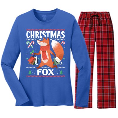 Christmas Fox For Xmas Gift Women's Long Sleeve Flannel Pajama Set 