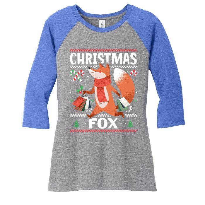 Christmas Fox For Xmas Gift Women's Tri-Blend 3/4-Sleeve Raglan Shirt