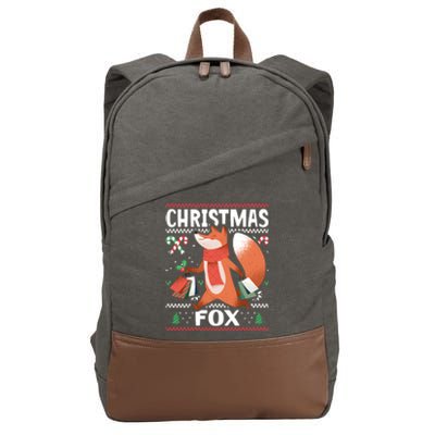 Christmas Fox For Xmas Gift Cotton Canvas Backpack