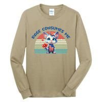 Cat Flower Funny Rage Consumes Me Vintage Kitty Meme Tall Long Sleeve T-Shirt